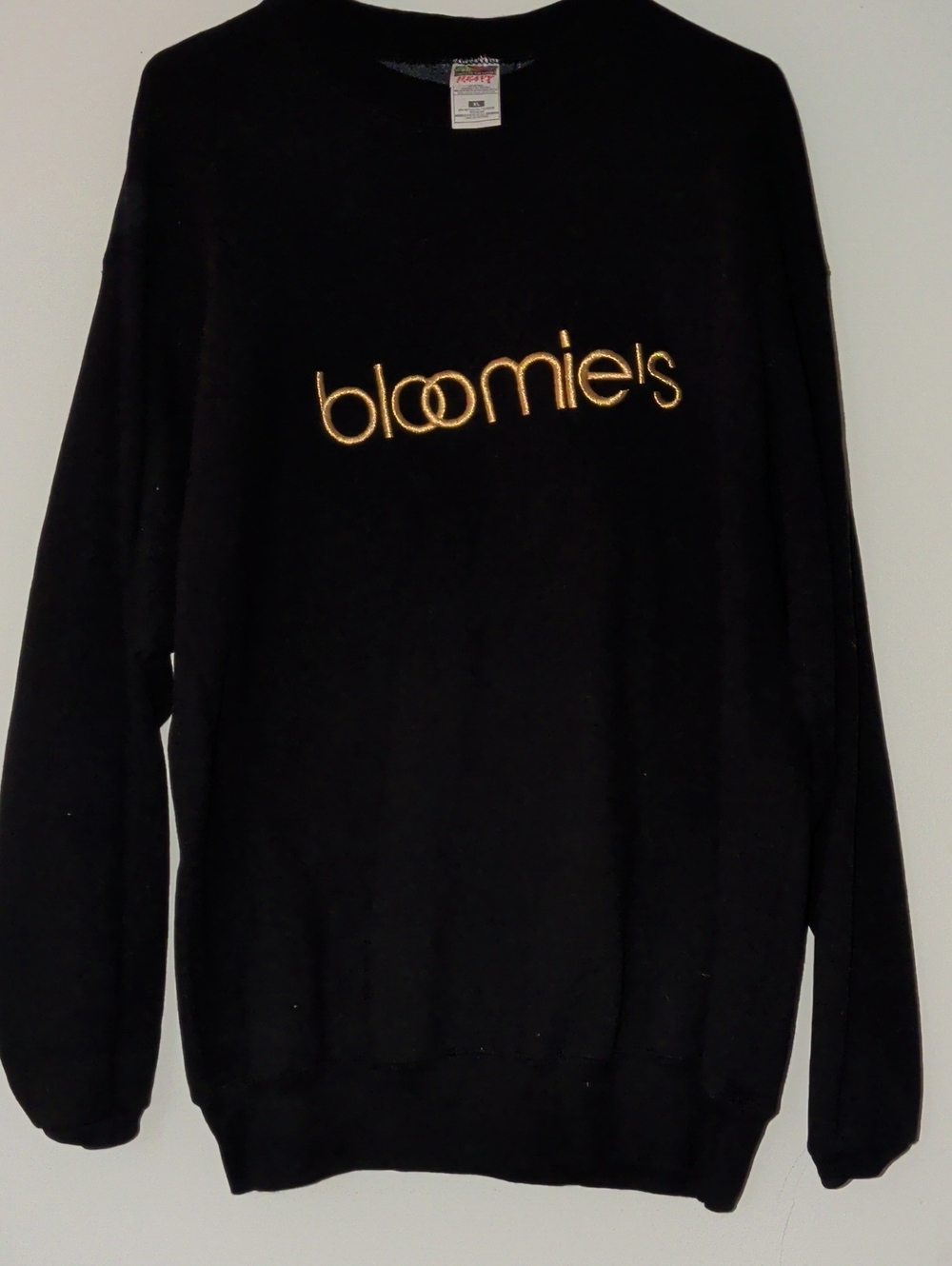 Limited Edition Retro Black Crewneck Sweater with Gold Bloomie’s Logo